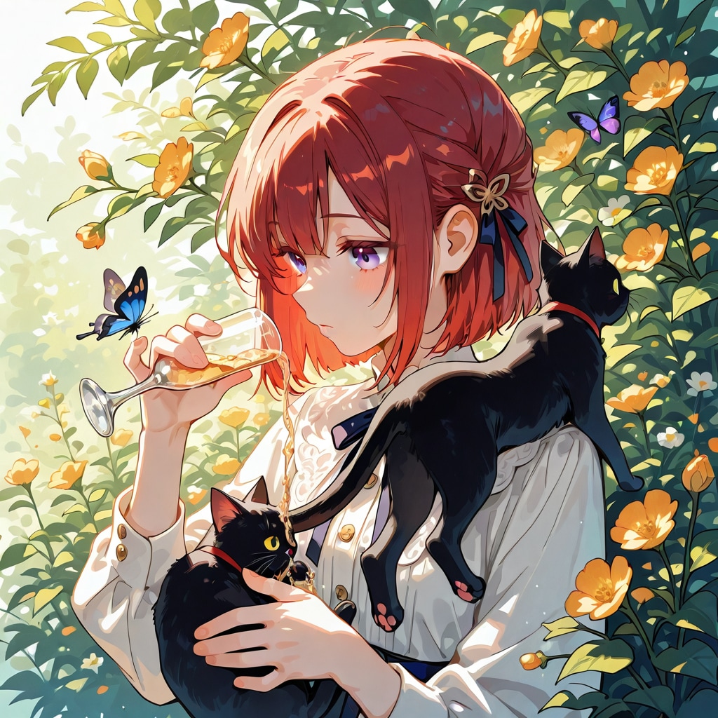 黒猫と赤髪ちゃん