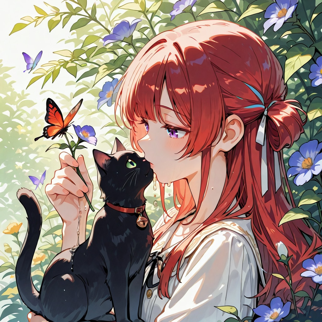 黒猫と赤髪ちゃん