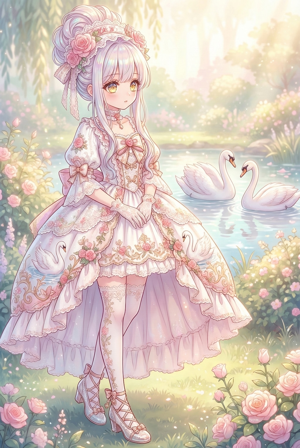 優雅な白鳥の夢衣装