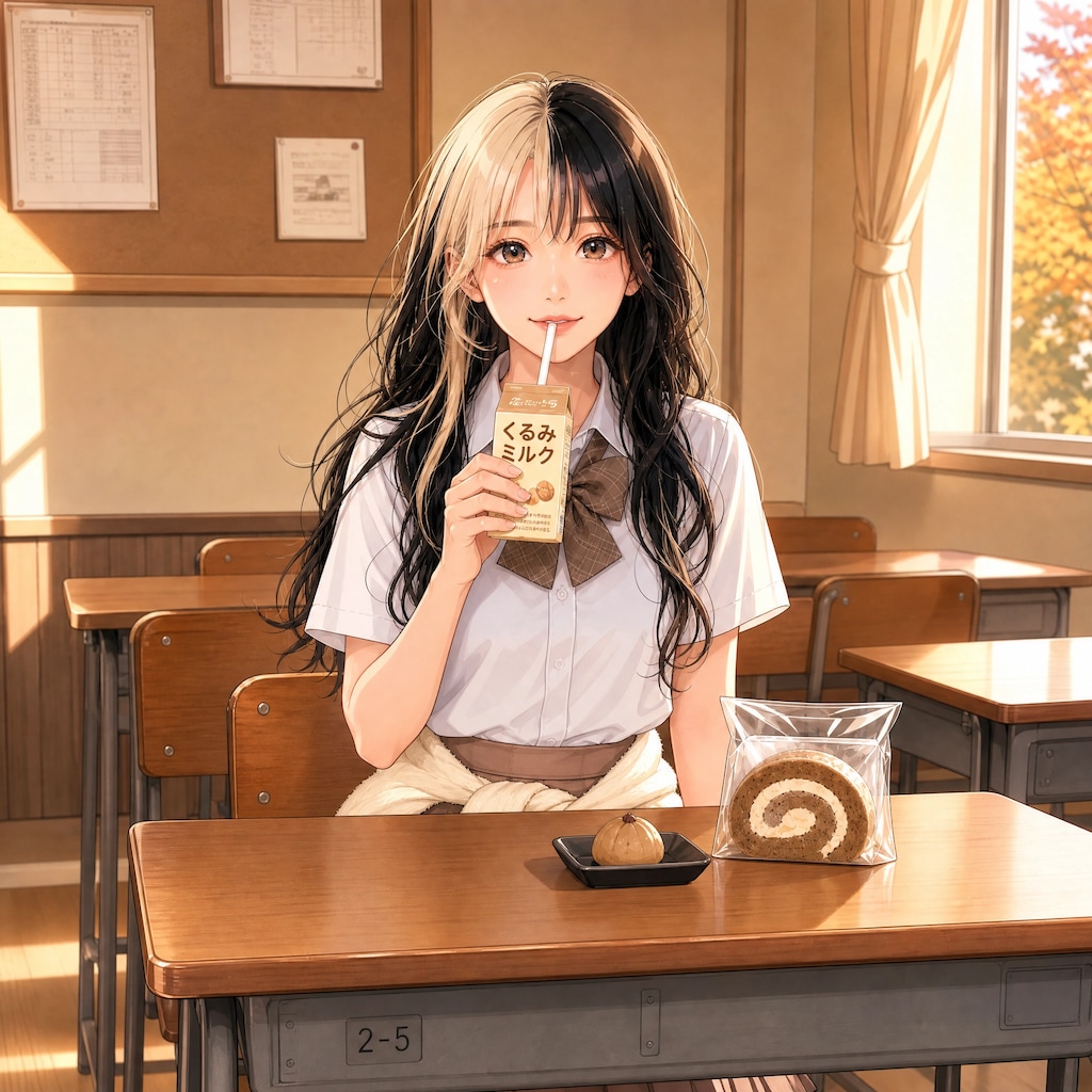 一緒におやつタイム♪イラストver（くるみちゃん）