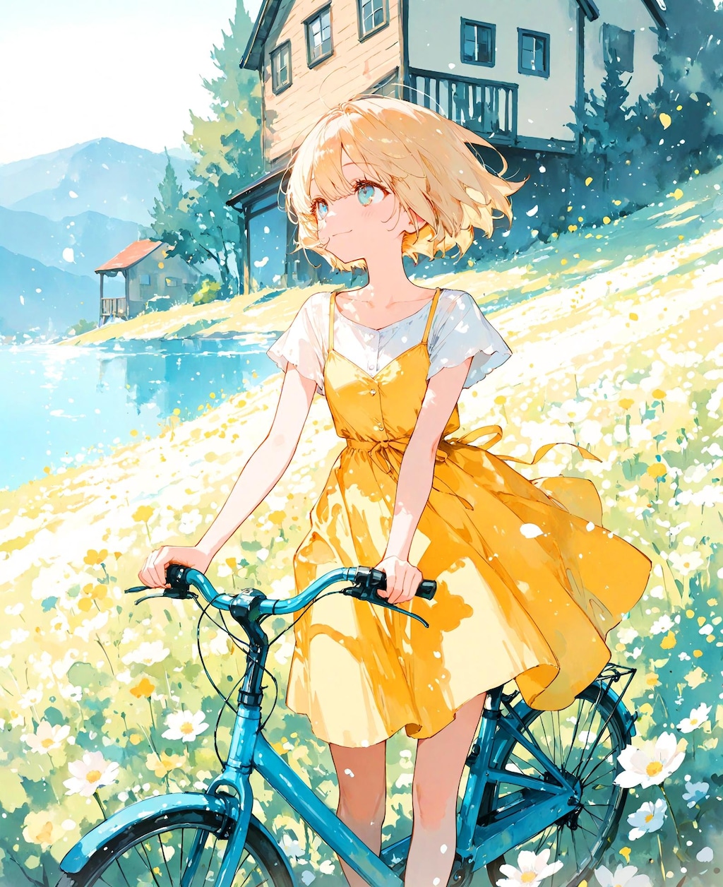 自転車と少女