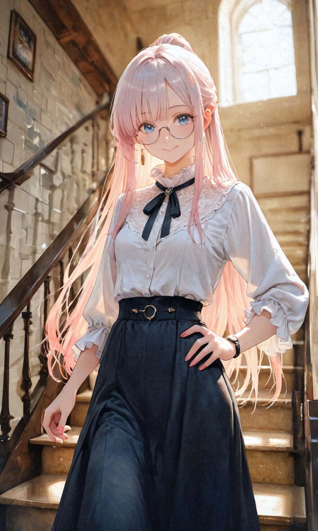 階段のロンスカメガネさん