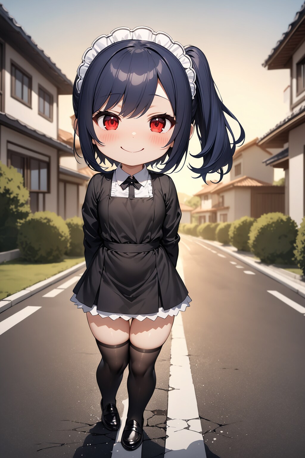 今日も頑張るサイドポニーのちびキャラメイドさん