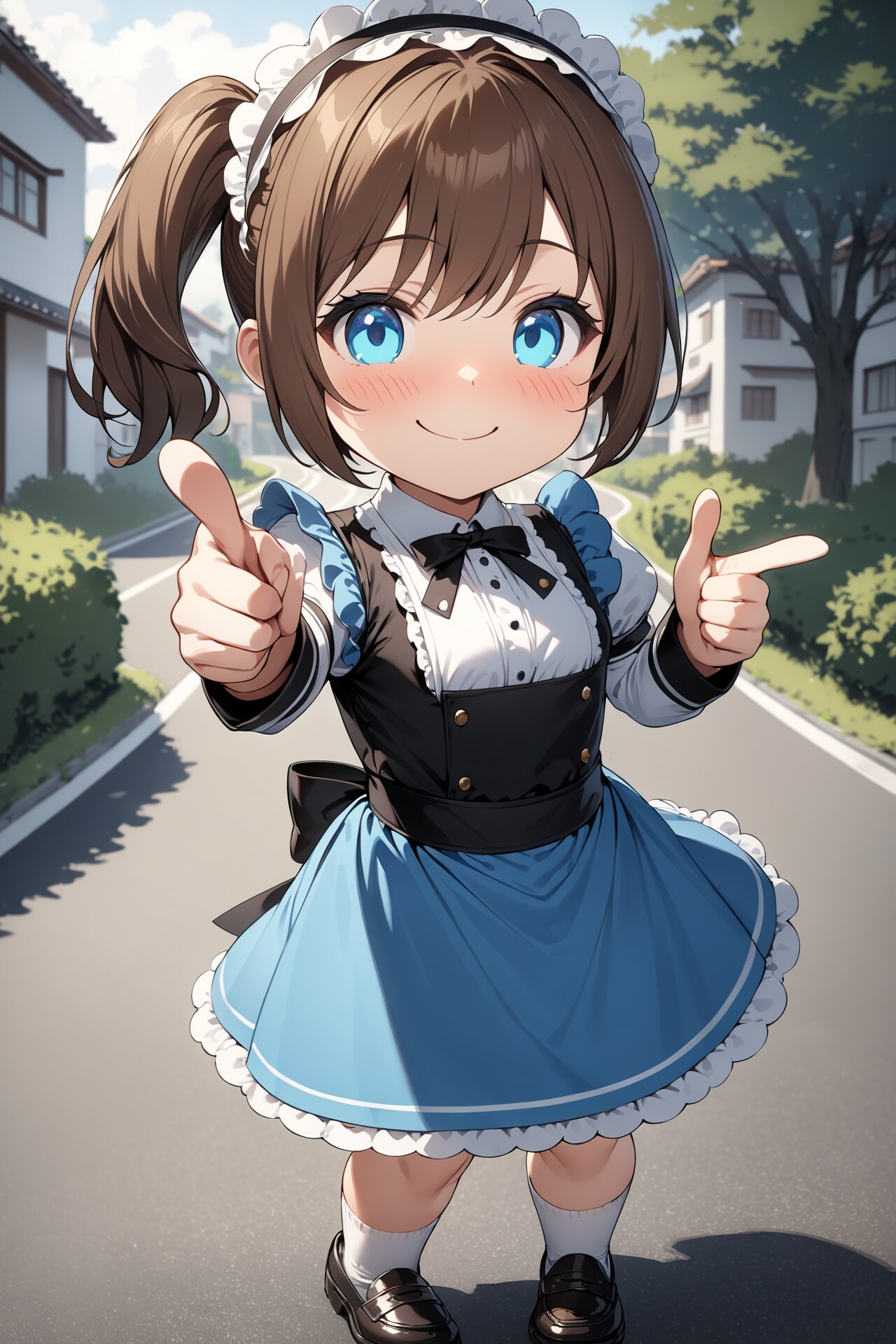 今日も頑張るサイドポニーのちびキャラメイドさん | の人気AIイラスト・グラビア