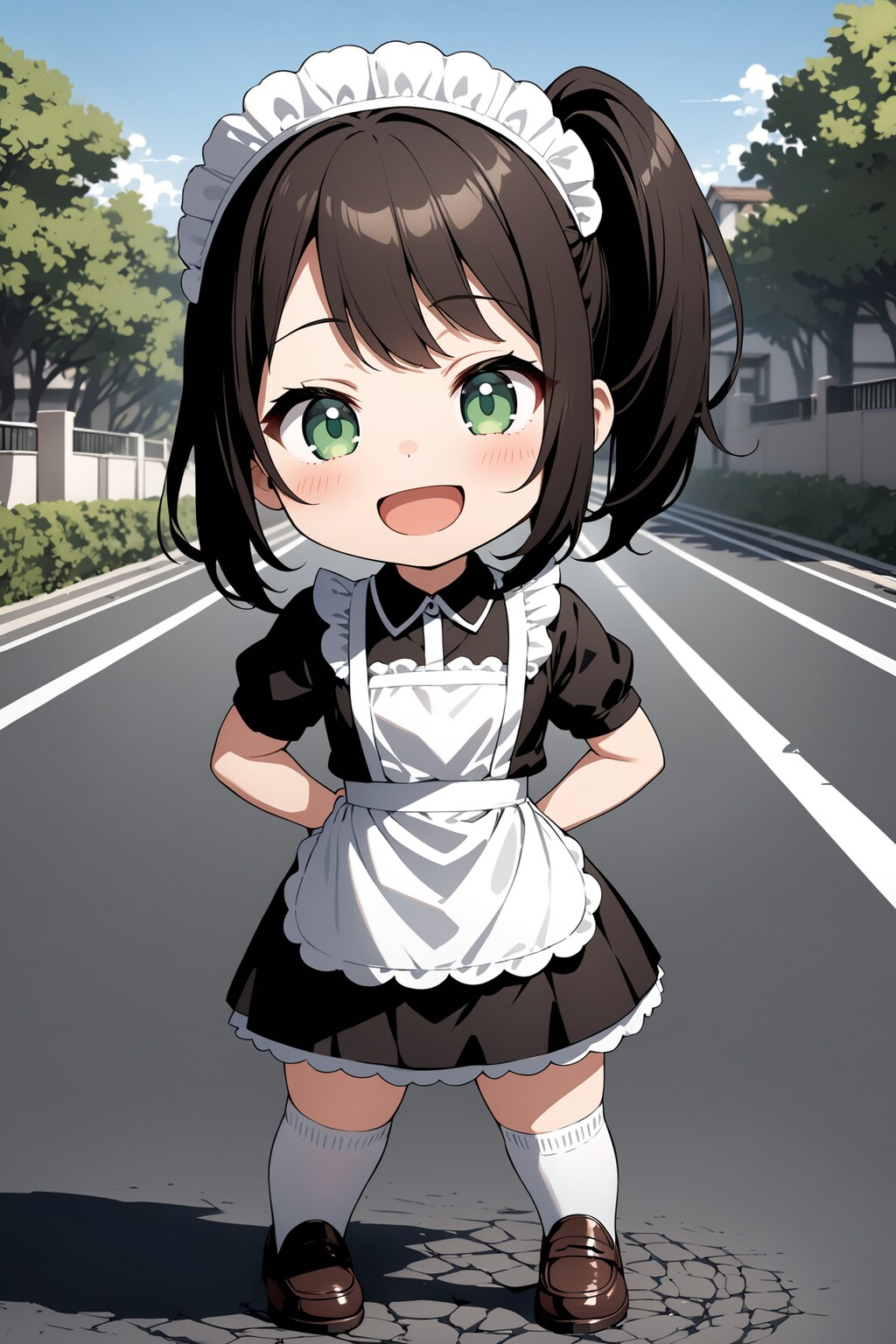 今日も頑張るサイドポニーのちびキャラメイドさん