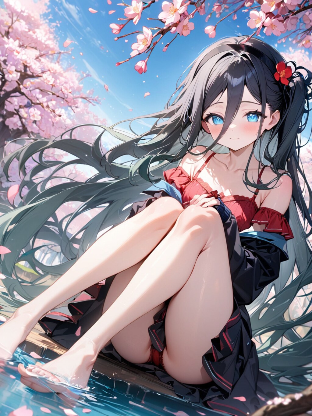 オフショルダー体育すわりのアリス【ブルアカ・天童アリス】