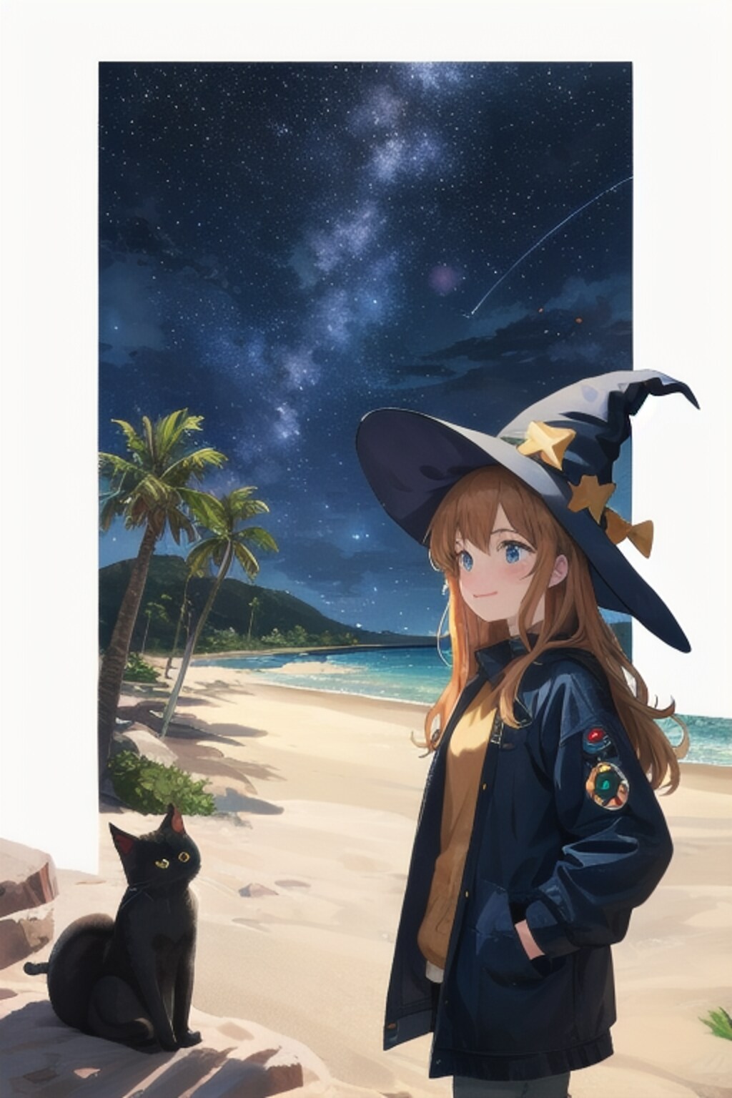 砂浜の魔女と星空