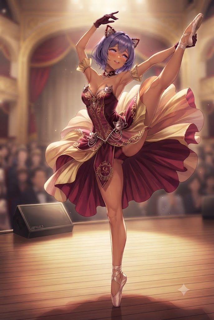 踊る日焼けギャルのバレエのシス