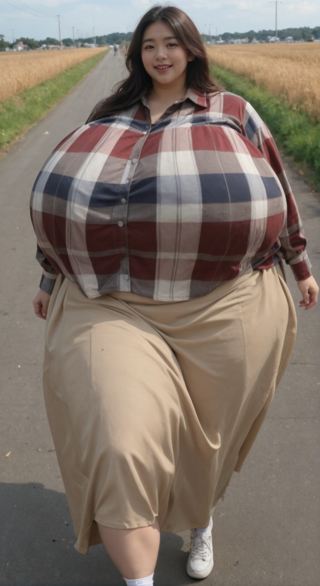 ぽっちゃり娘と穏やかな田舎道デート