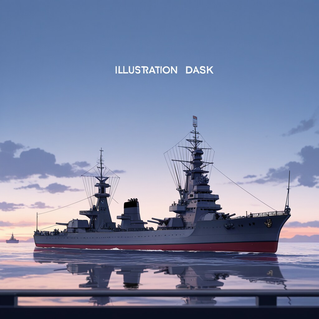 軍艦と夕暮れ | の人気AIイラスト・グラビア