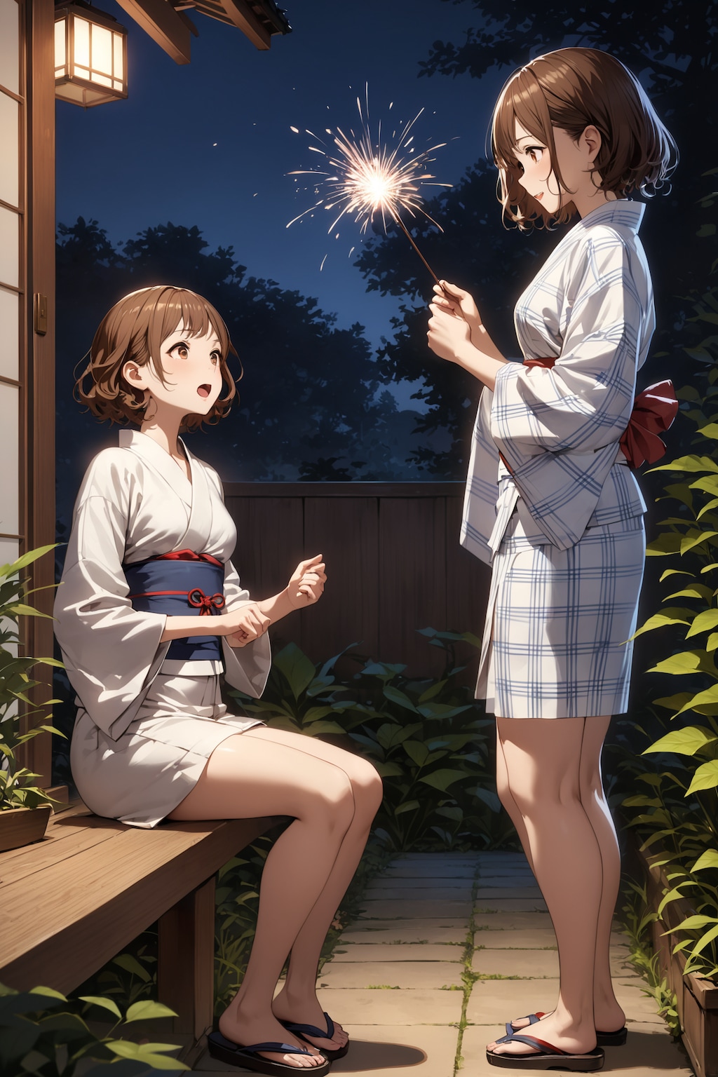 終わる夏休みを惜しむ花火