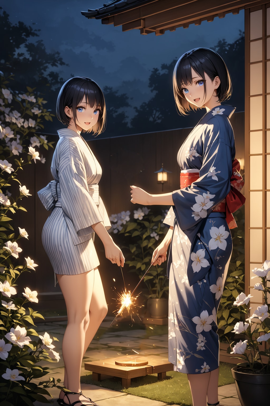 終わる夏休みを惜しむ花火