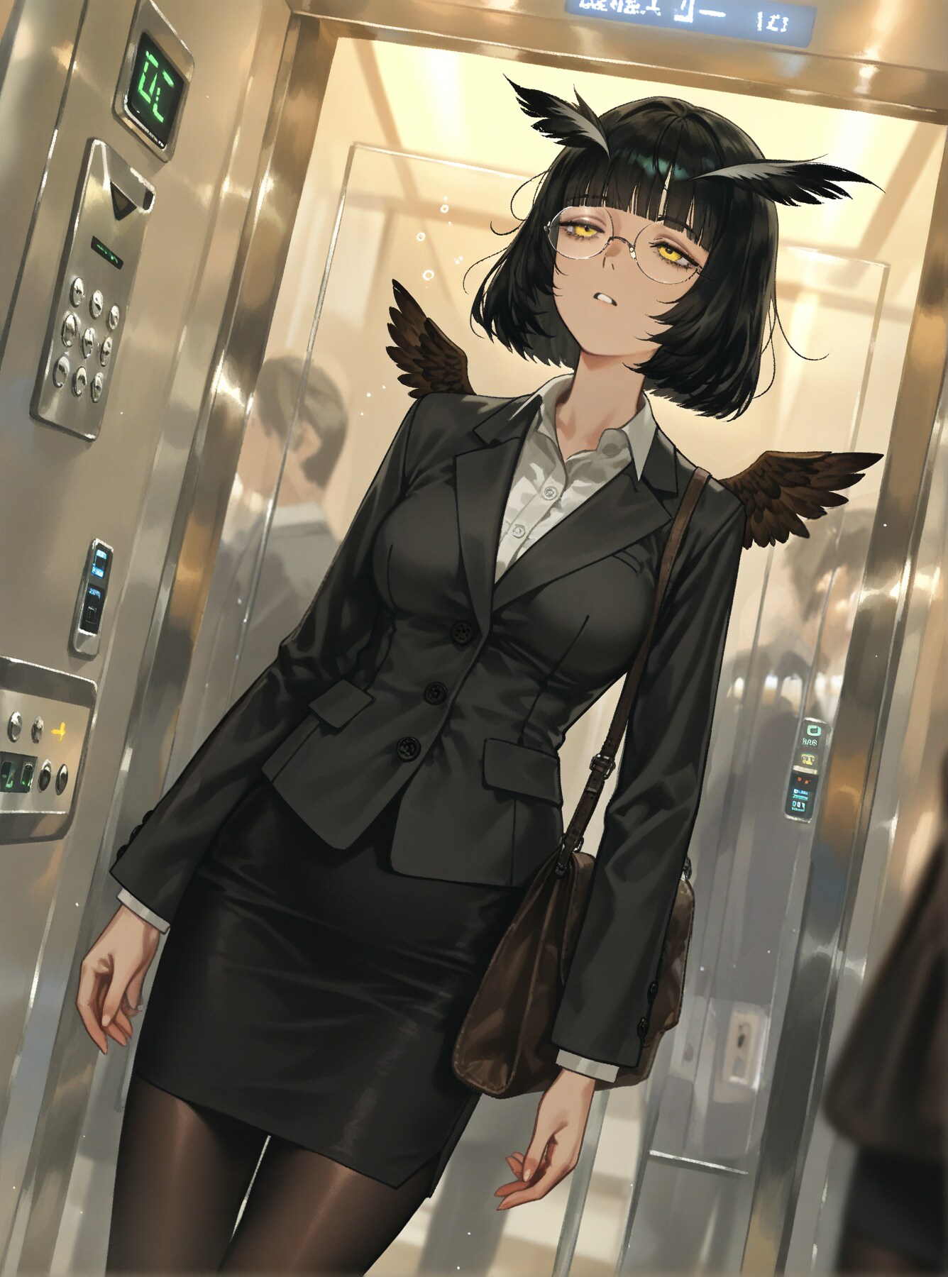 朝のエレベーターにて | の人気AIイラスト・グラビア