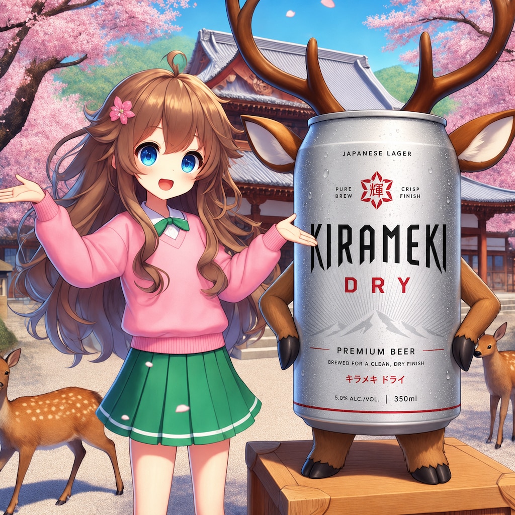 奈良を旅行する小さな女の子