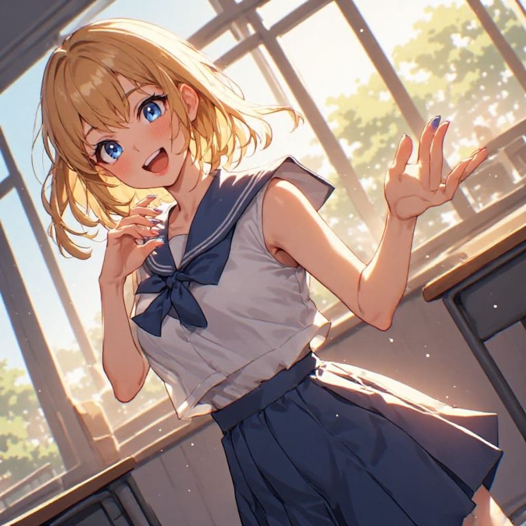 金髪ギャル スリーブレス
