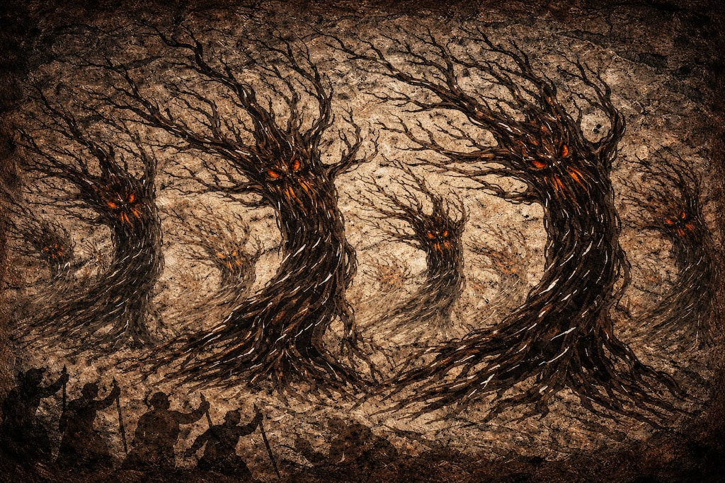 ファンタジーの森の近くの洞窟壁画？