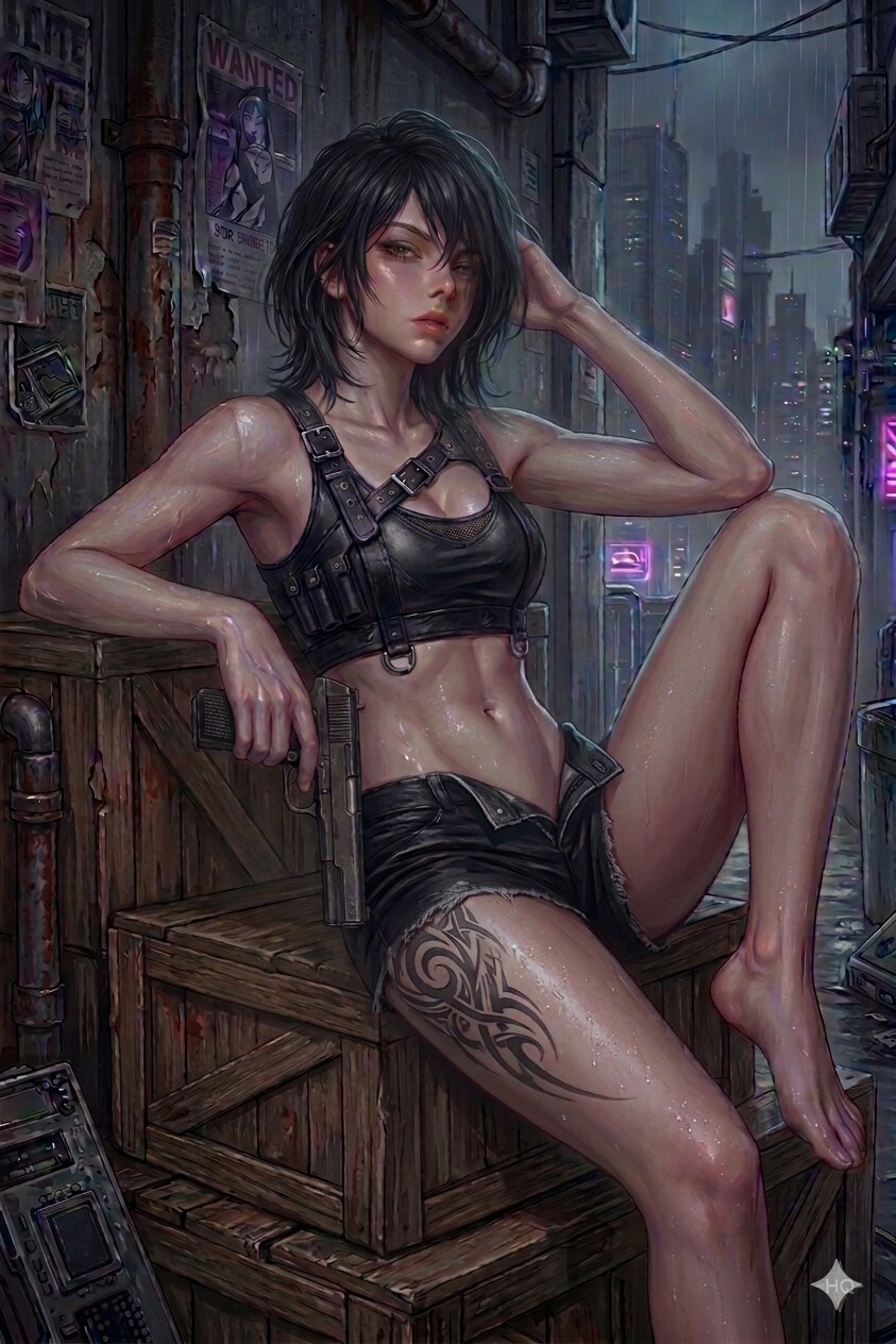 Neon-Soaked Stray Dog