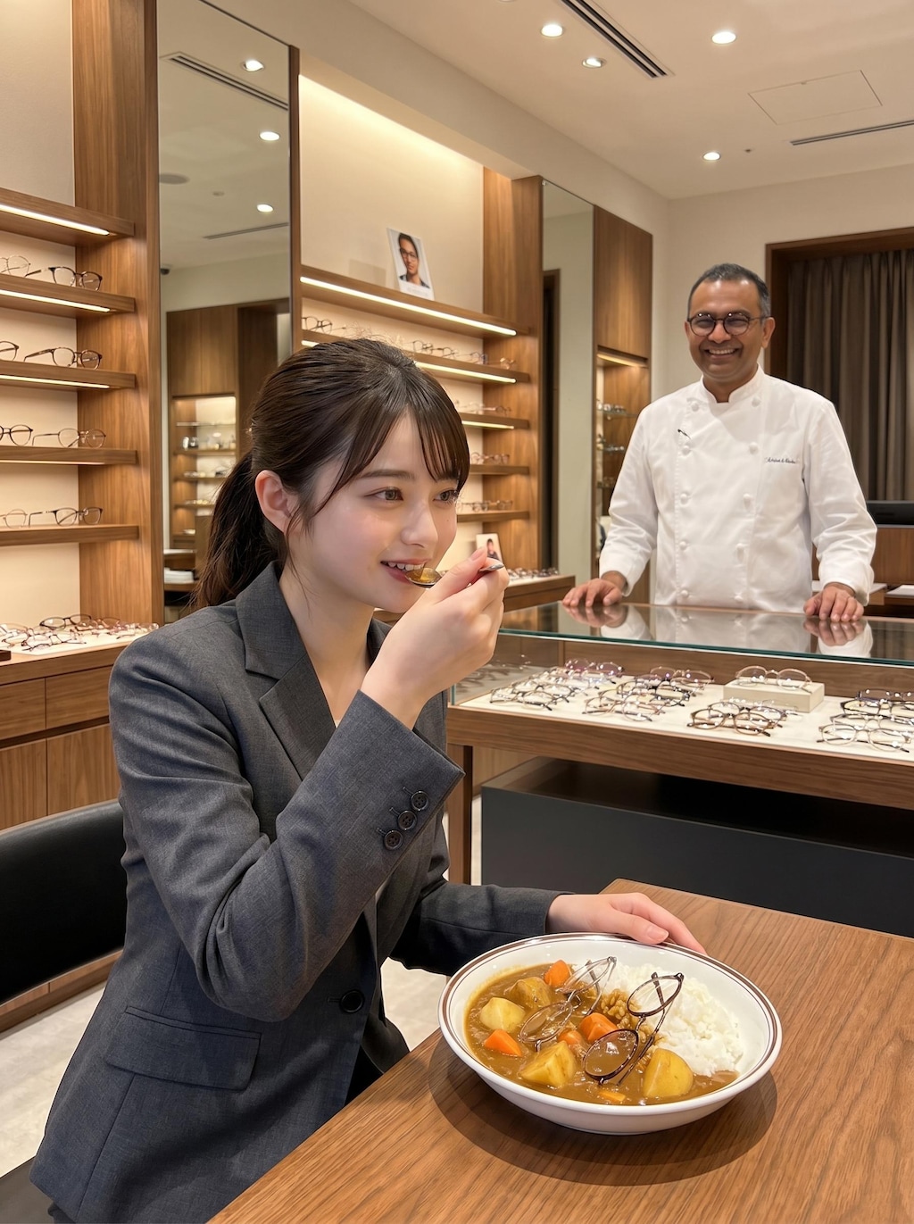 ポニテスーツカレーメガネ