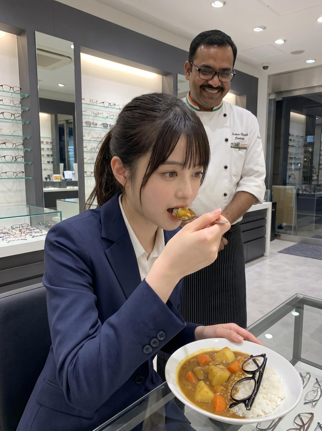 ポニテスーツカレーメガネ