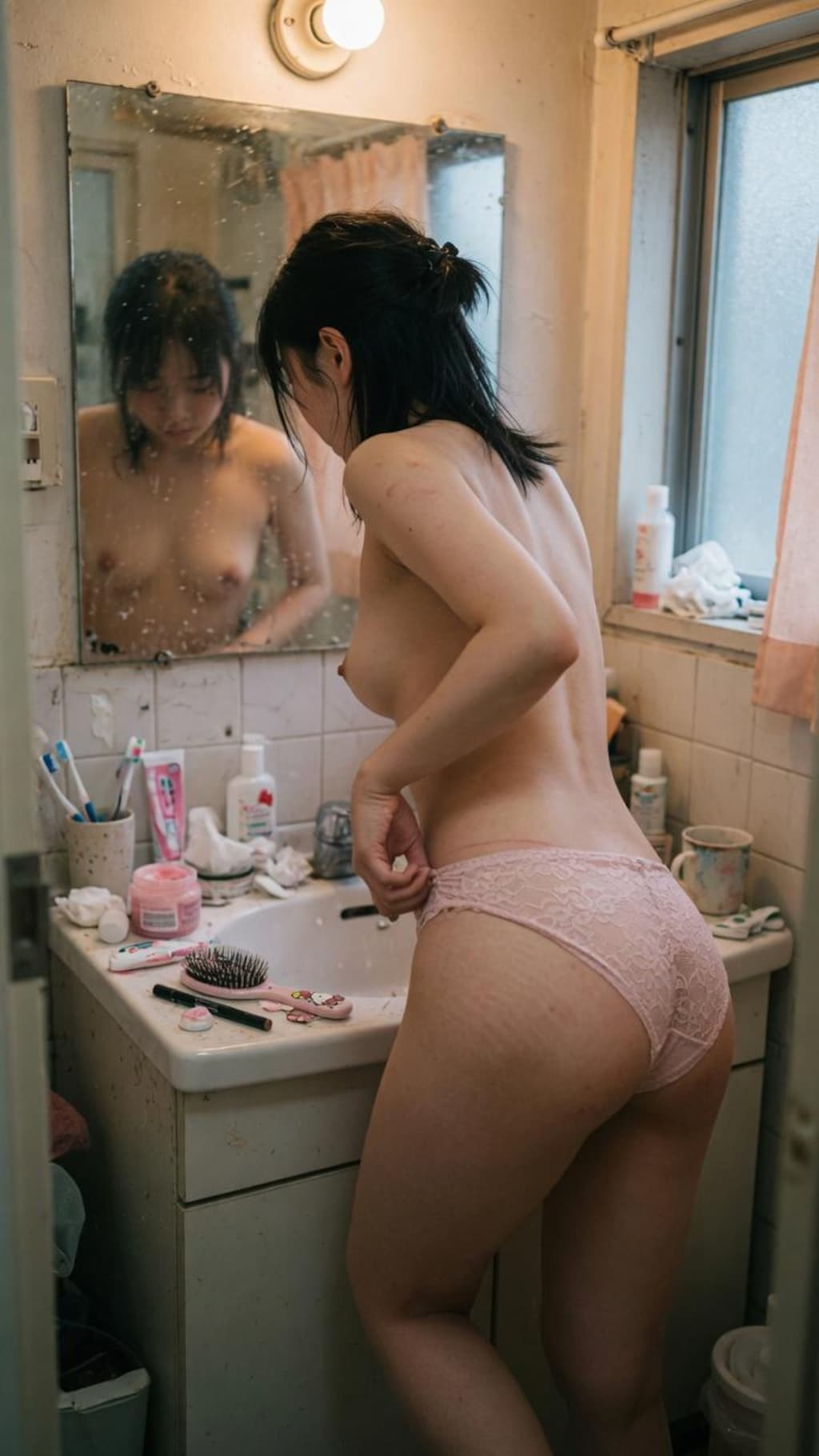 彼氏の家の洗面所で