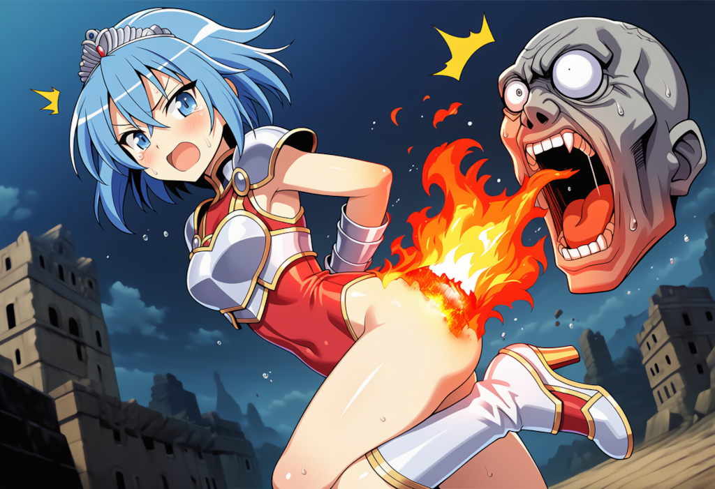 ゾンビと戦ってピンチなエルザ姫