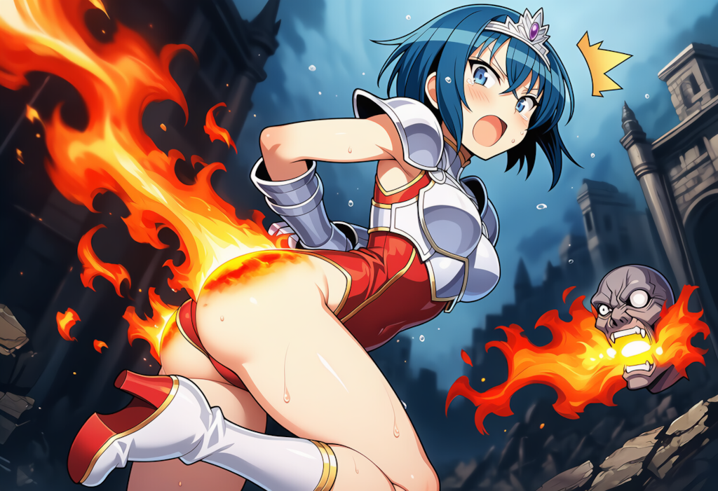 ゾンビと戦ってピンチなエルザ姫