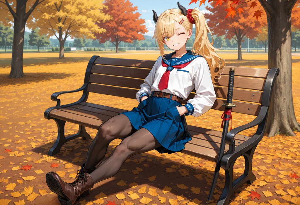 制服タイツな女鬼高生さん