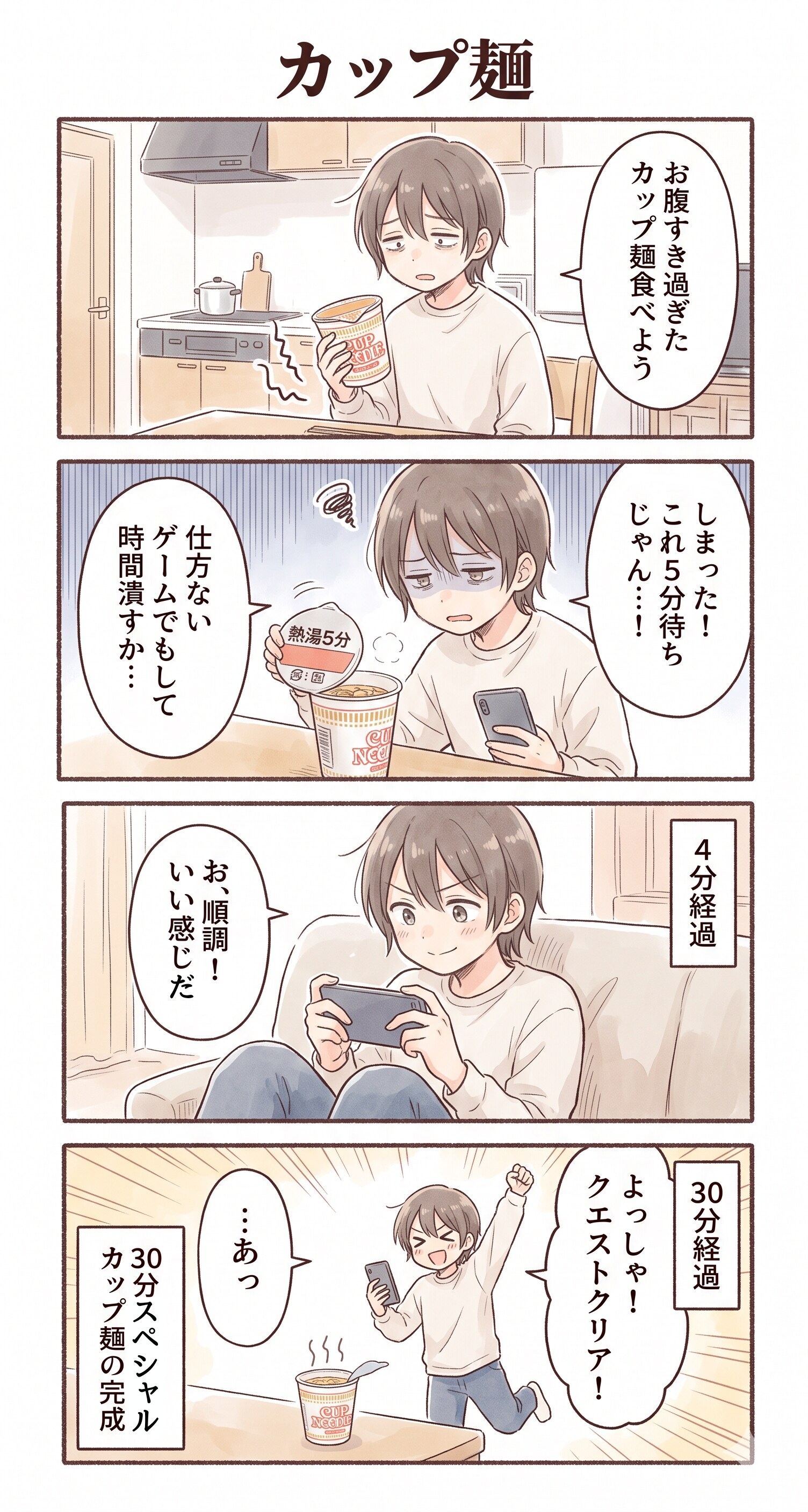 #78 ゆる日常4コマ「カップ麺」 | の人気AIイラスト・グラビア