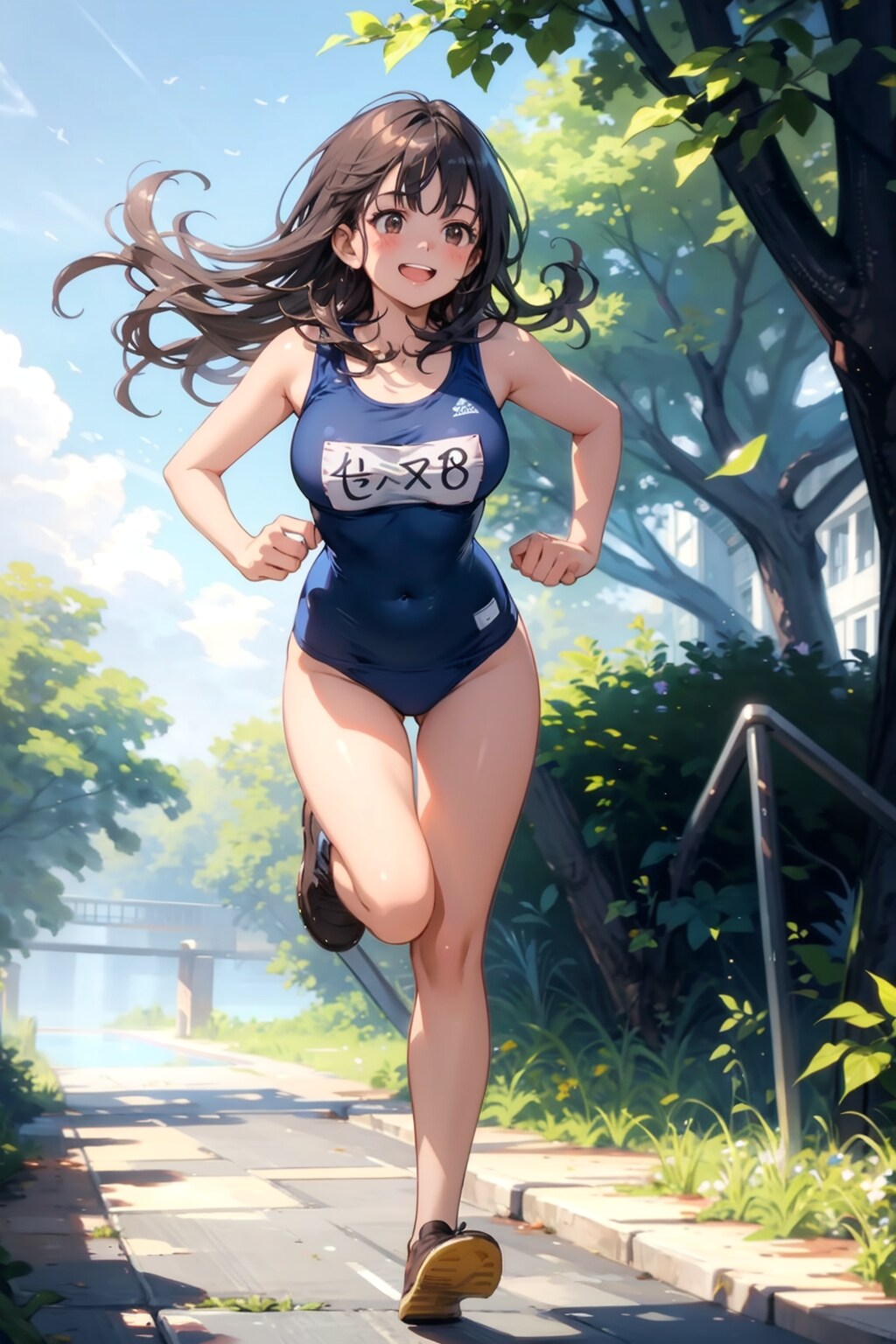 野外プールに向かう