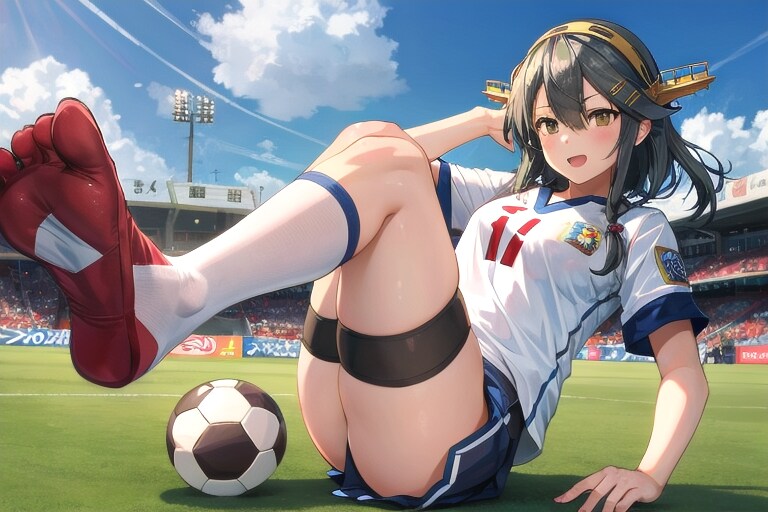 サッカーする榛名