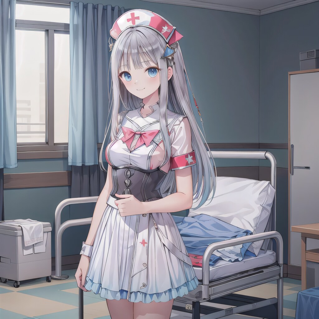 銀髪ロングで看護服の少女４