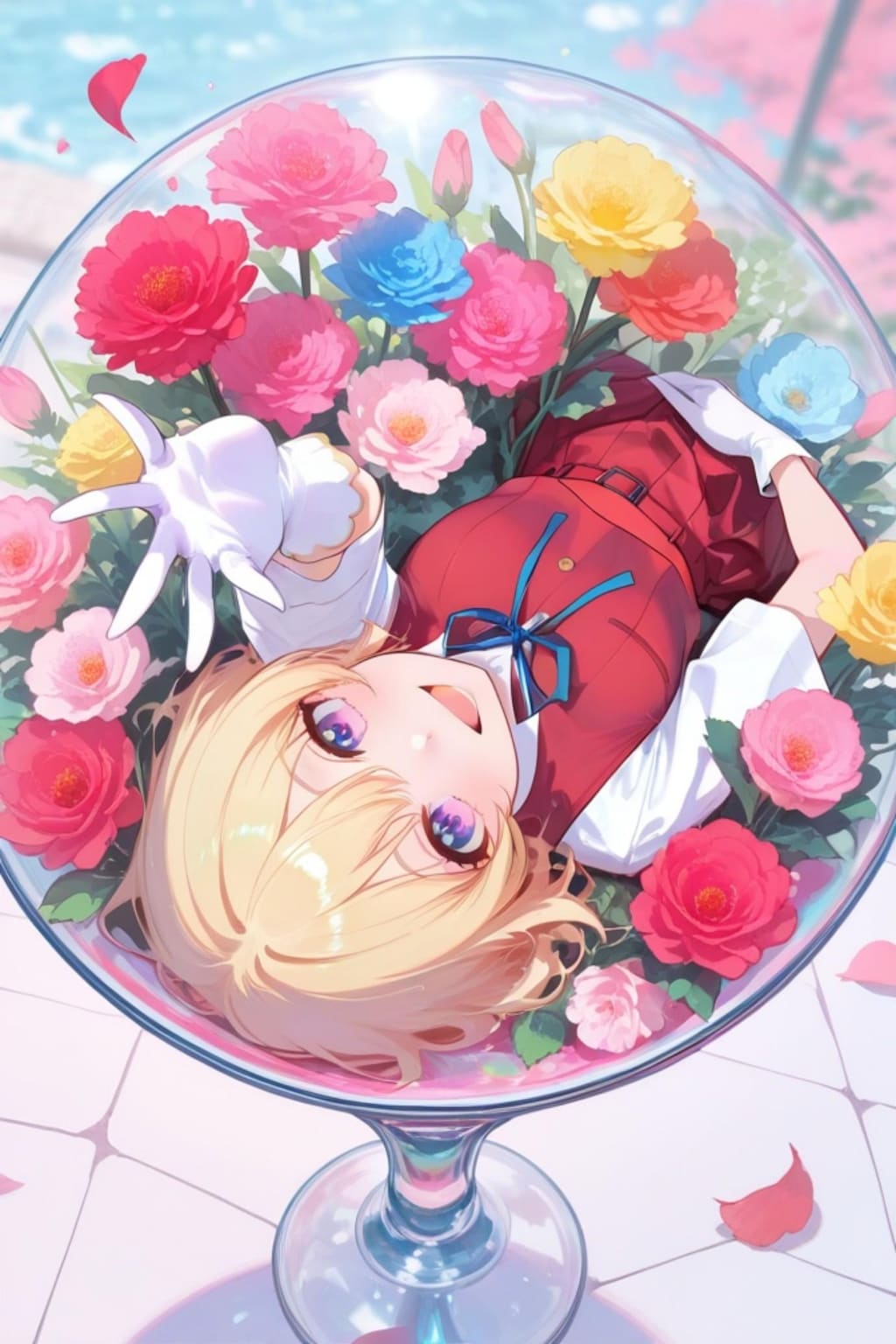 花と金髪ちゃん