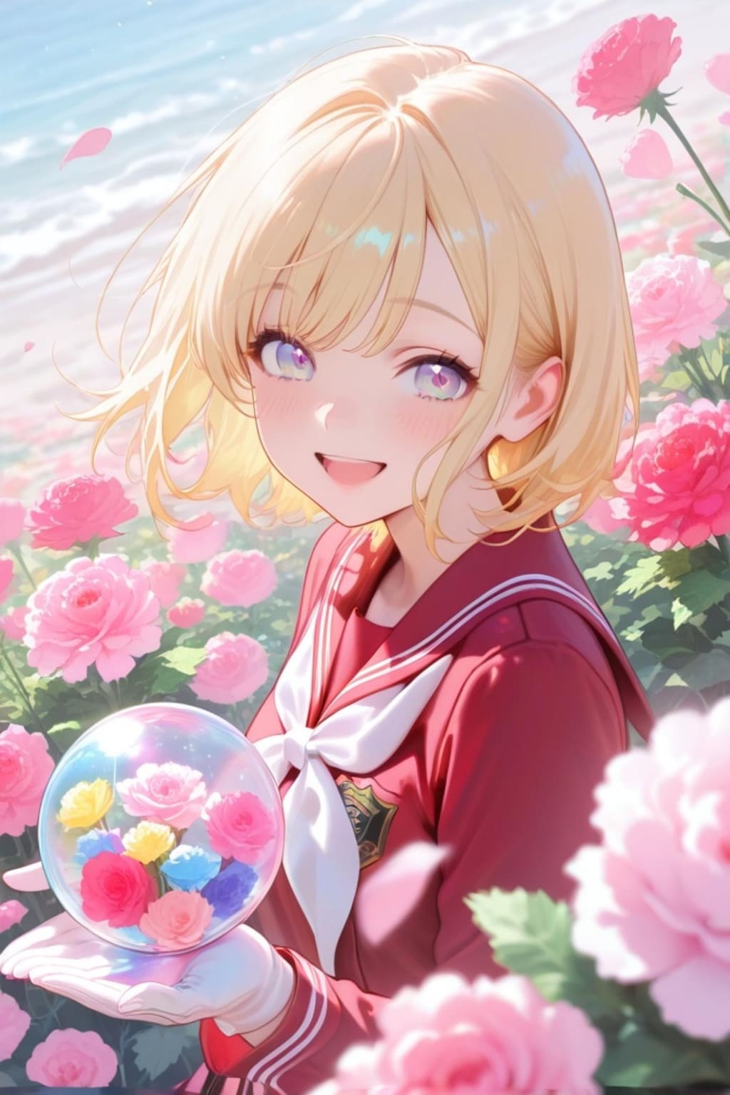 花と金髪ちゃん