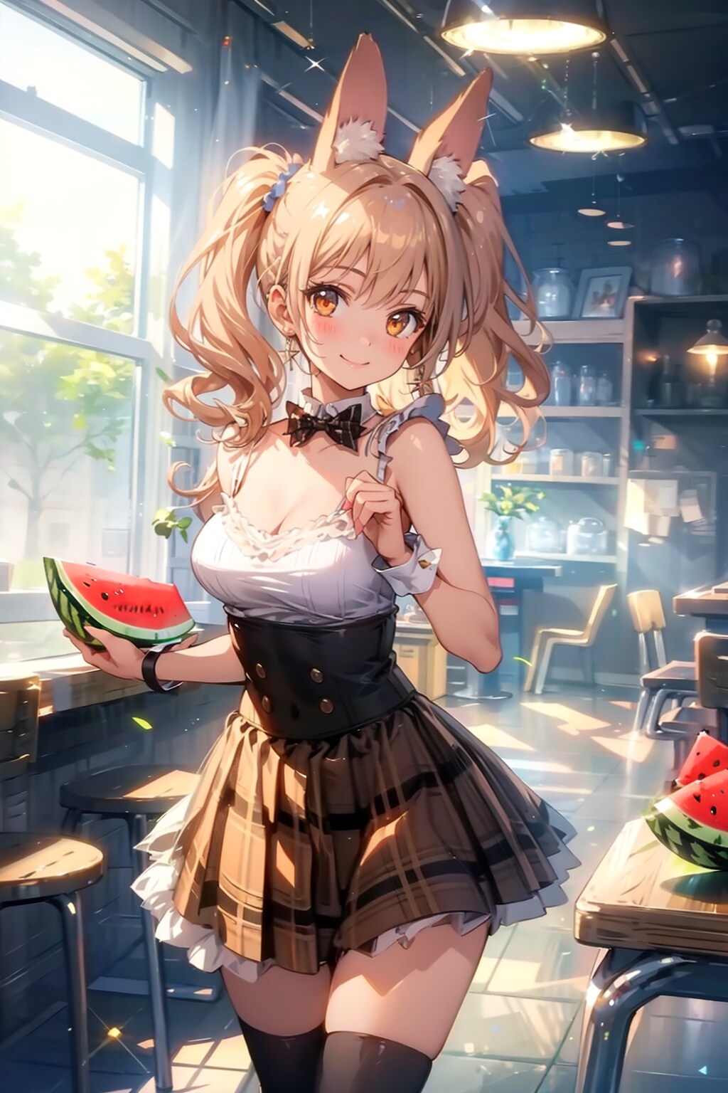 ウサ耳メイドとスイカ | の人気AIイラスト・グラビア