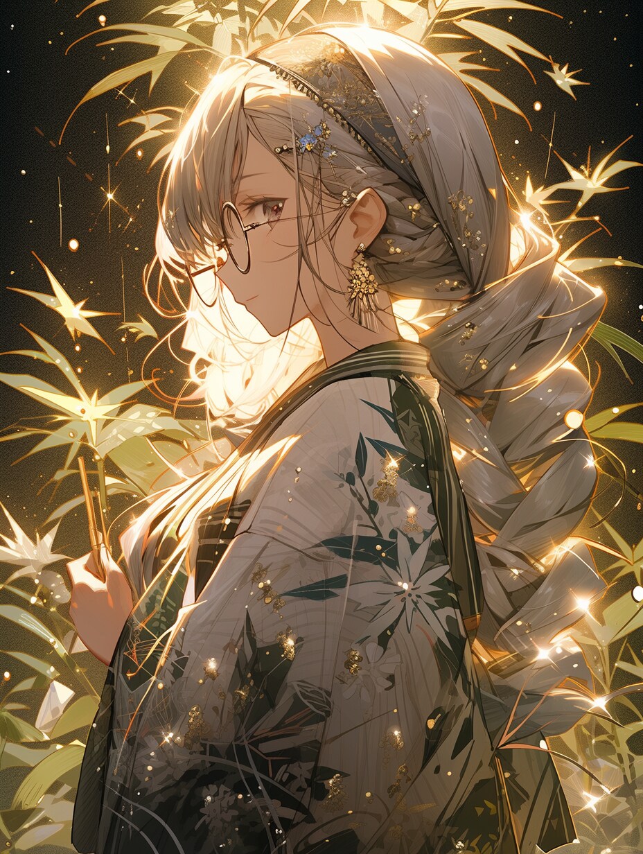 七夕祭りのメガネ女子