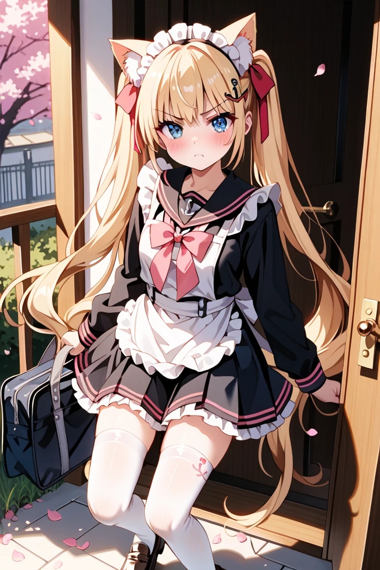 「べ、別に…猫耳つけておかえりなさいなんてしたくないんだから！ ……でも、ちゃんと見てよね…♡🌸」 | の人気AIイラスト・グラビア