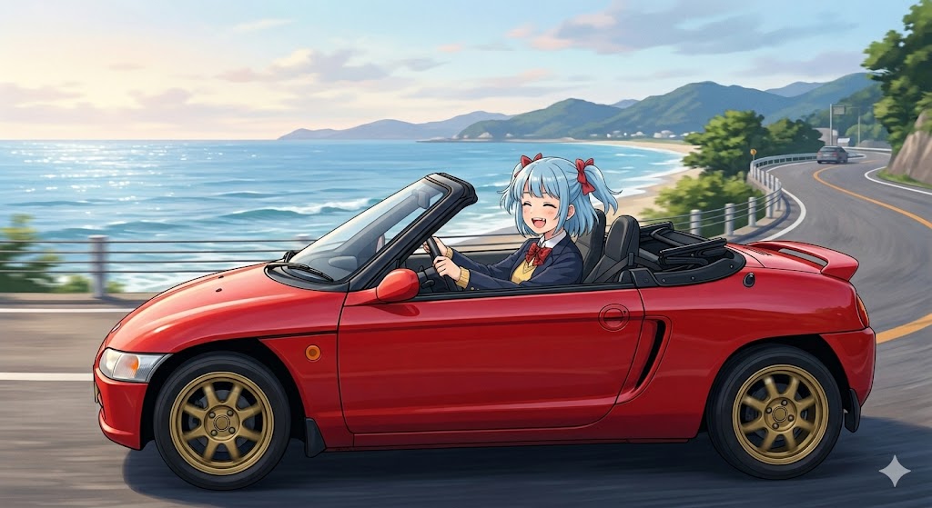 ビートで海沿いを走るウズリポちゃん♥️ | の人気AIイラスト・グラビア