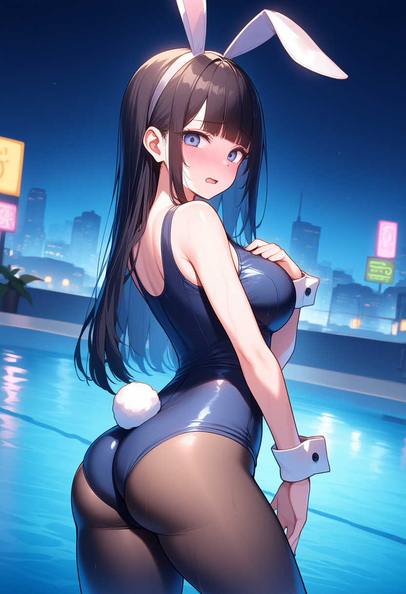 スク水バニーinナイトプール