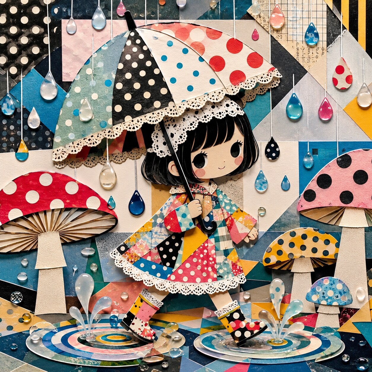 雨コラージュ | の人気AIイラスト・グラビア