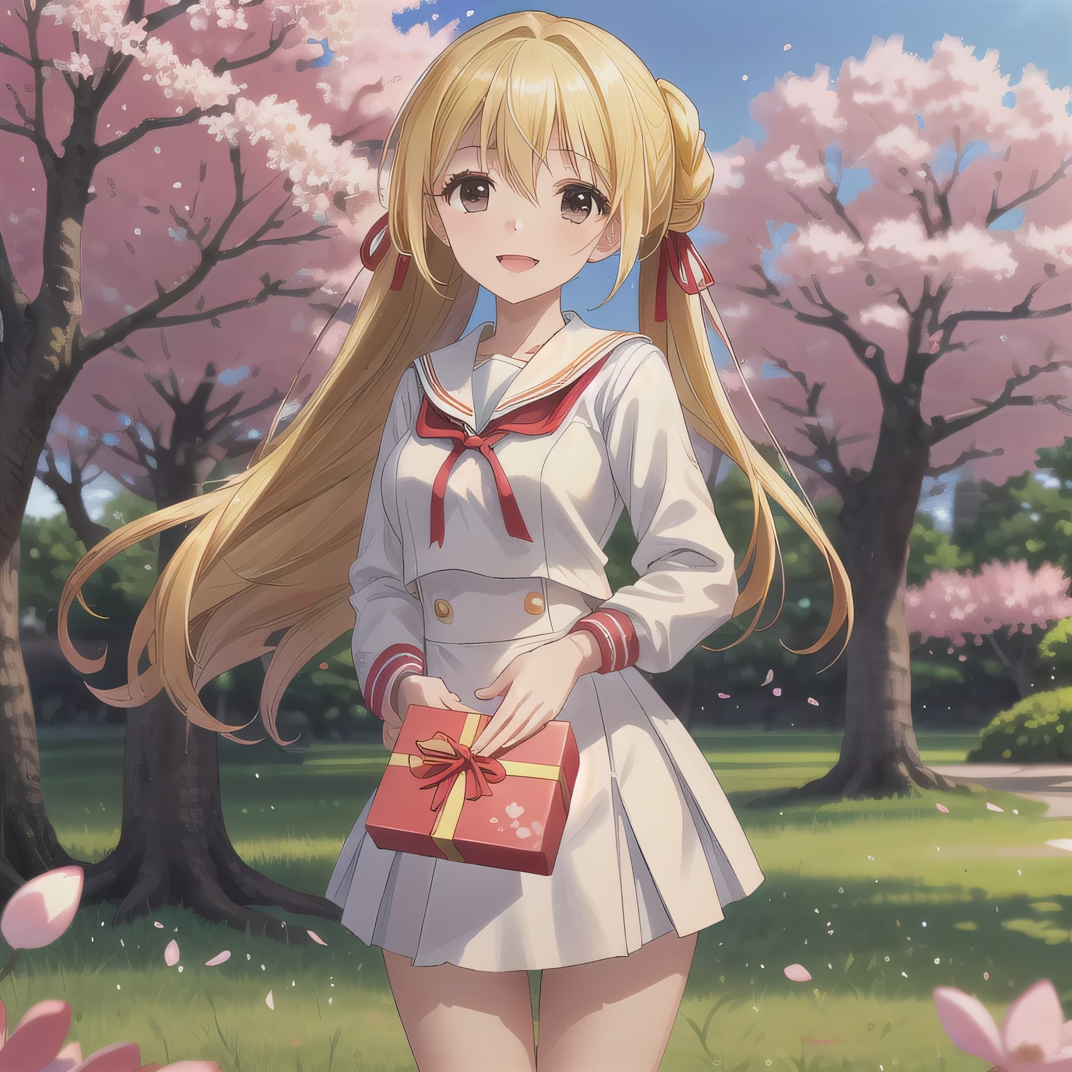 金髪ロングでセーラー服の少女２１ | の人気AIイラスト・グラビア