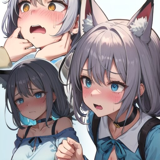 慌てる水色のドレスを着た狐耳の少女 | の人気AIイラスト・グラビア