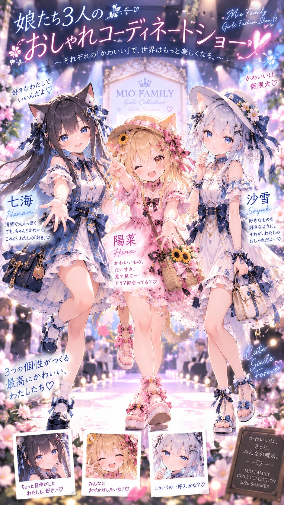 娘たち3人のおしゃれコーディネートショー♪ | の人気AIイラスト・グラビア