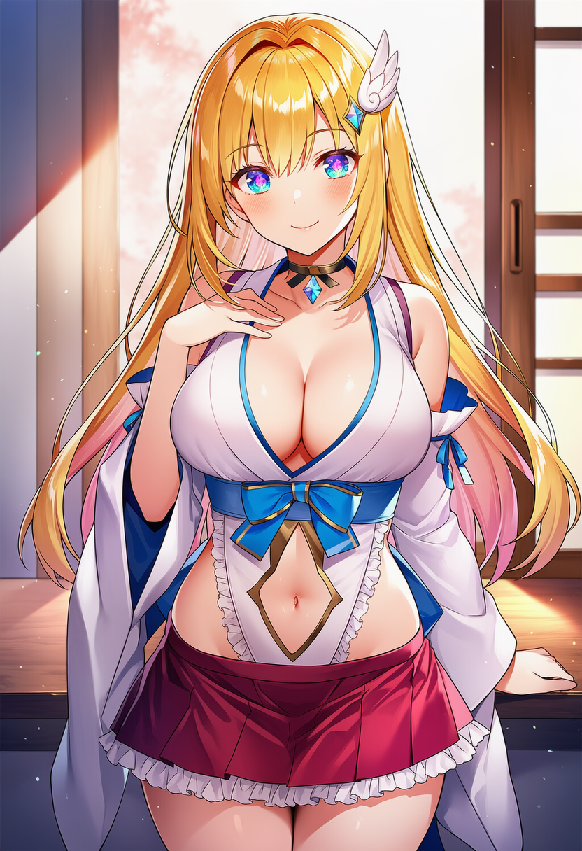 白の浴衣ドレスの美女