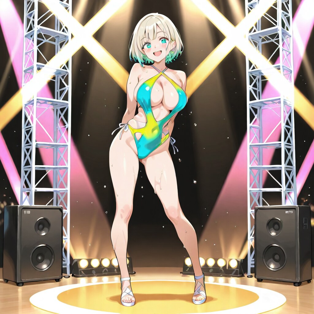 水着ファッションショーの決勝戦だ。みんな。よりセクシーな私を優勝に導いてね！