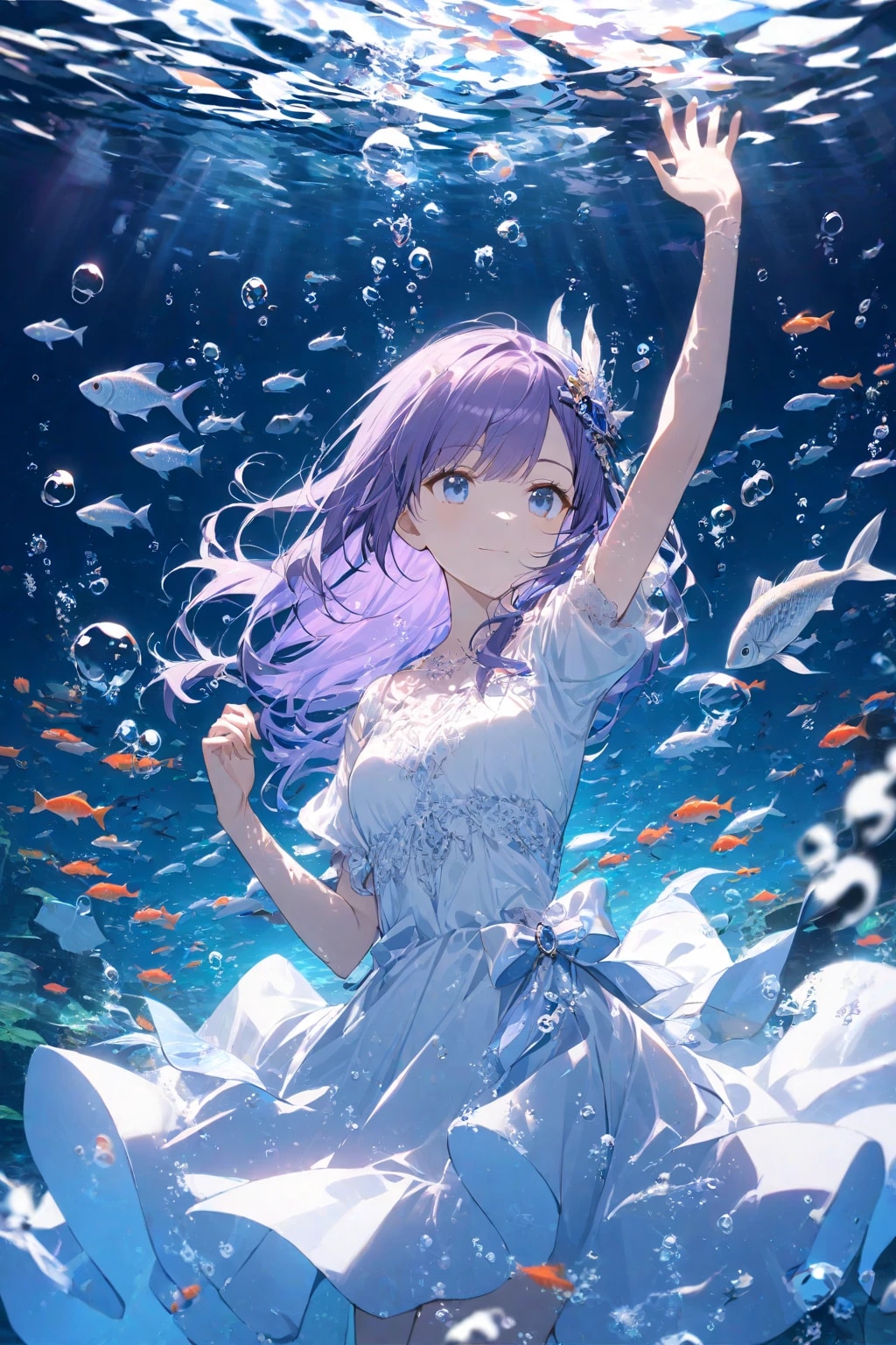 同じく水中でお魚と対話するるなちゃん！ | の人気AIイラスト・グラビア