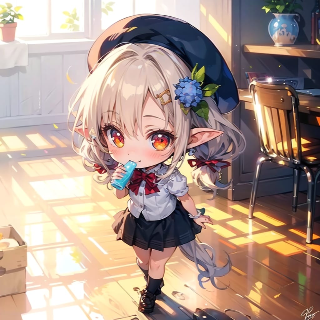 エルフちびちゃんの、紫陽花アクセ。