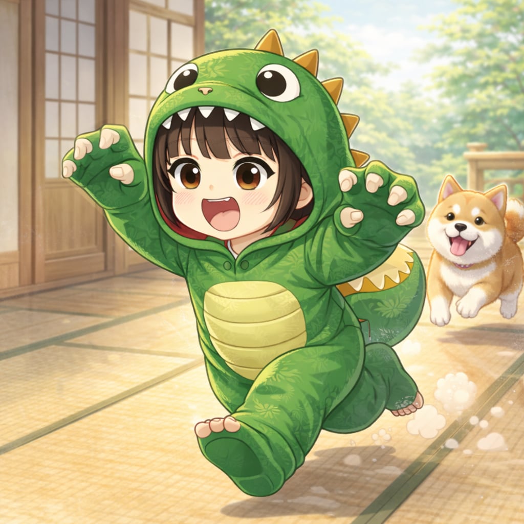 座敷童ちゃん「怪獣コスプレ」