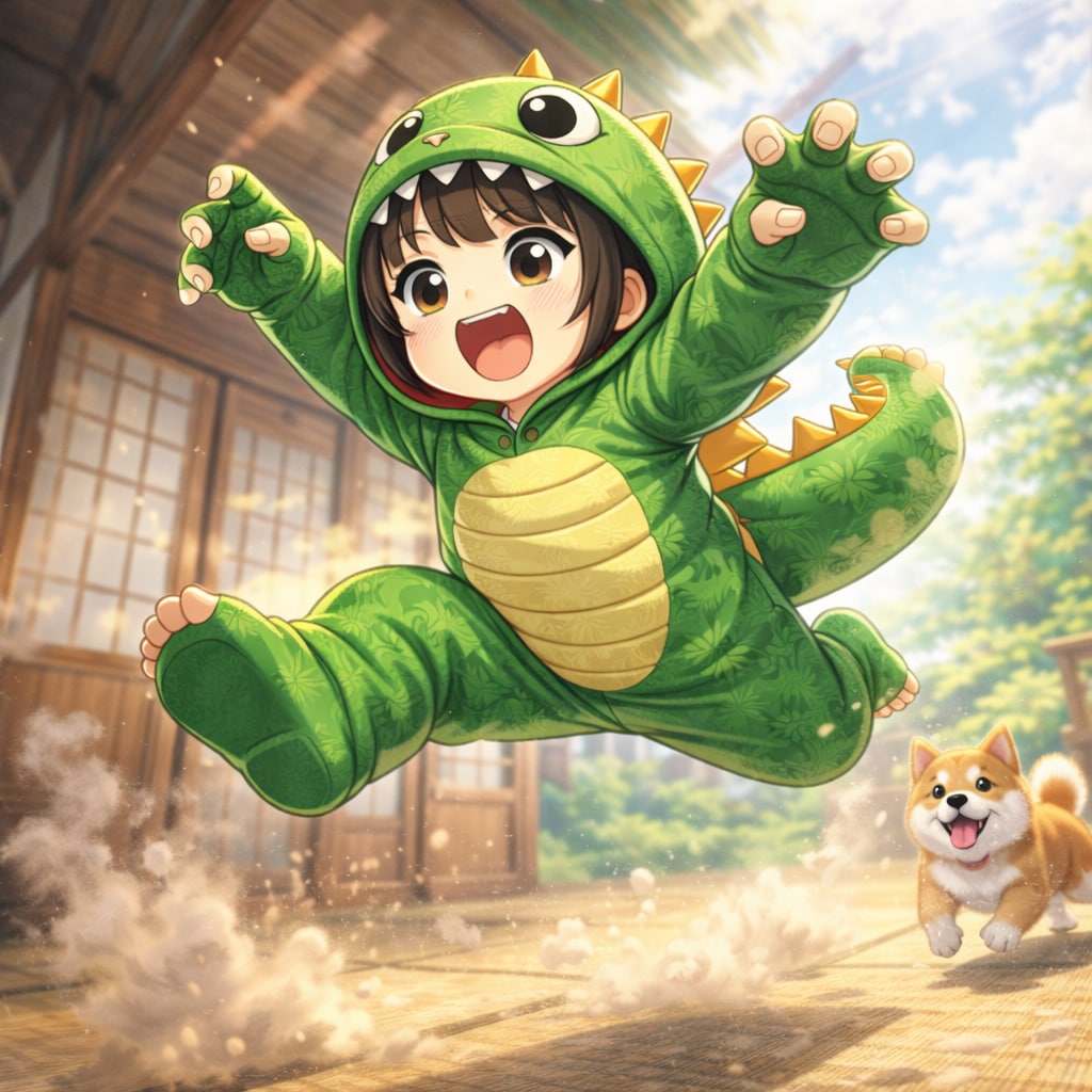 座敷童ちゃん「怪獣コスプレ」 | の人気AIイラスト・グラビア