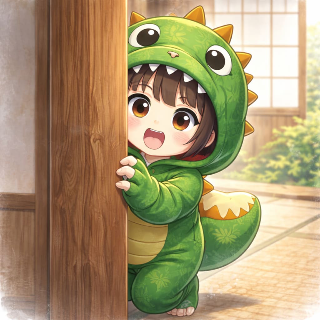 座敷童ちゃん「怪獣コスプレ」