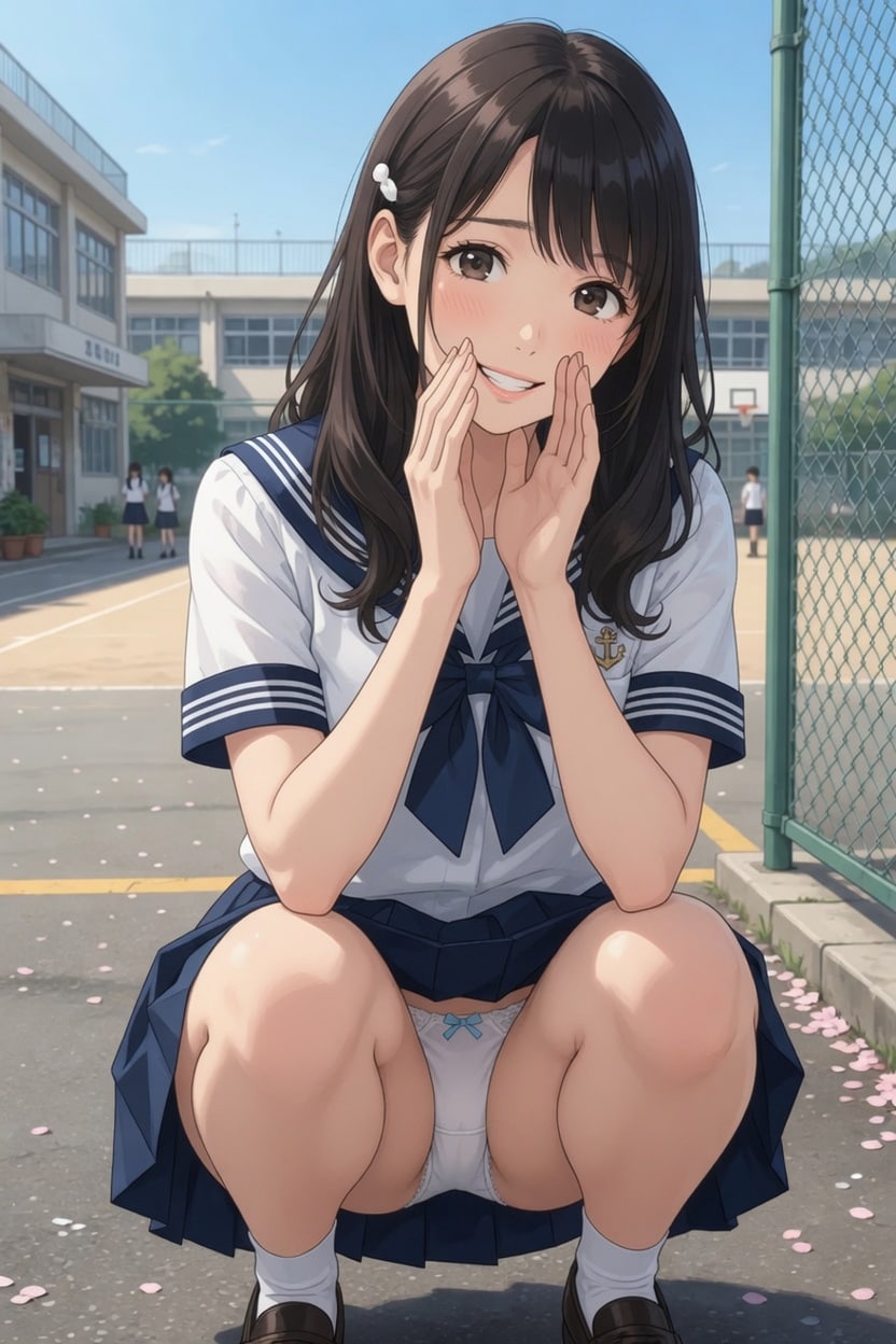 パンチラしながら話す女子◯生